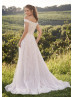Off Shoulder Beaded Ivory Lace Tulle Sparkle Wedding Dress